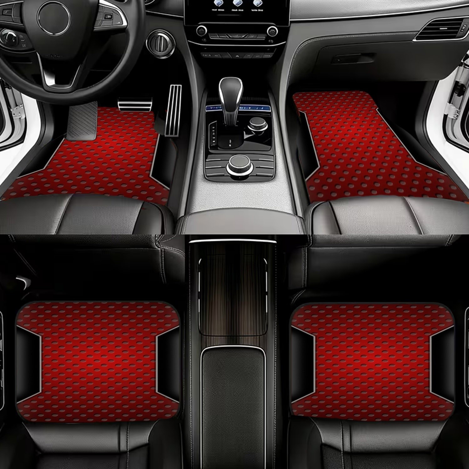 4pcs Car Floor Mats, Red Perfo - огляд і ціна Interior Design Industrial Style